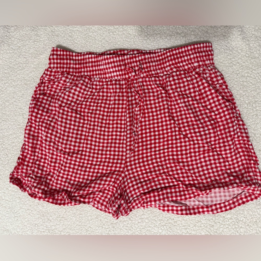 Streetwear Society Red Checkered High Waist Shorts